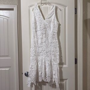 NWT Floret Studios Sleeveless V-Neck Lace Sheath Dress in White- Size L